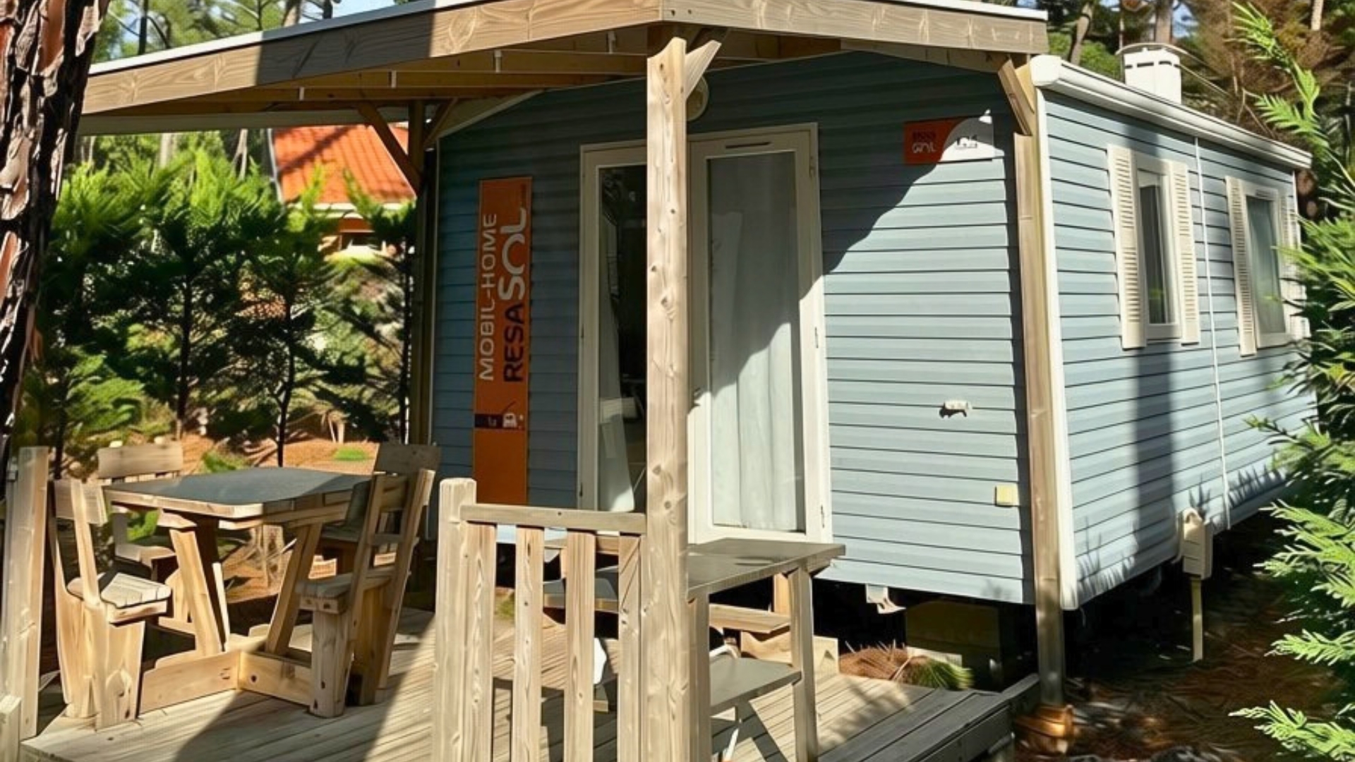 Mobil-home Trigano EVO 20 avec terrasse pour optimiser la rentabilité d’un parc locatif