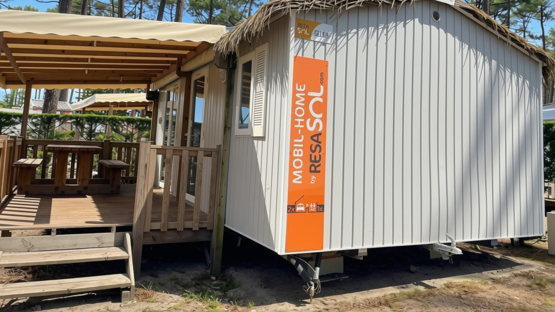 Mobil-home Trigano EVO 24 avec terrasse à vendre aux professionnels de l’hôtellerie de plein air