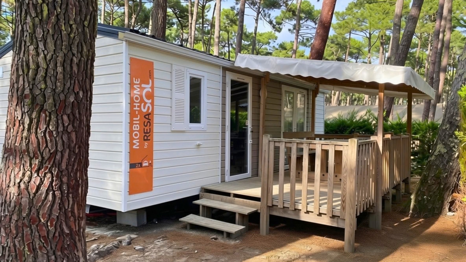 Mobil-home Trigano EVO 40 avec suite parentale et terrasse pour parc locatif professionnel
